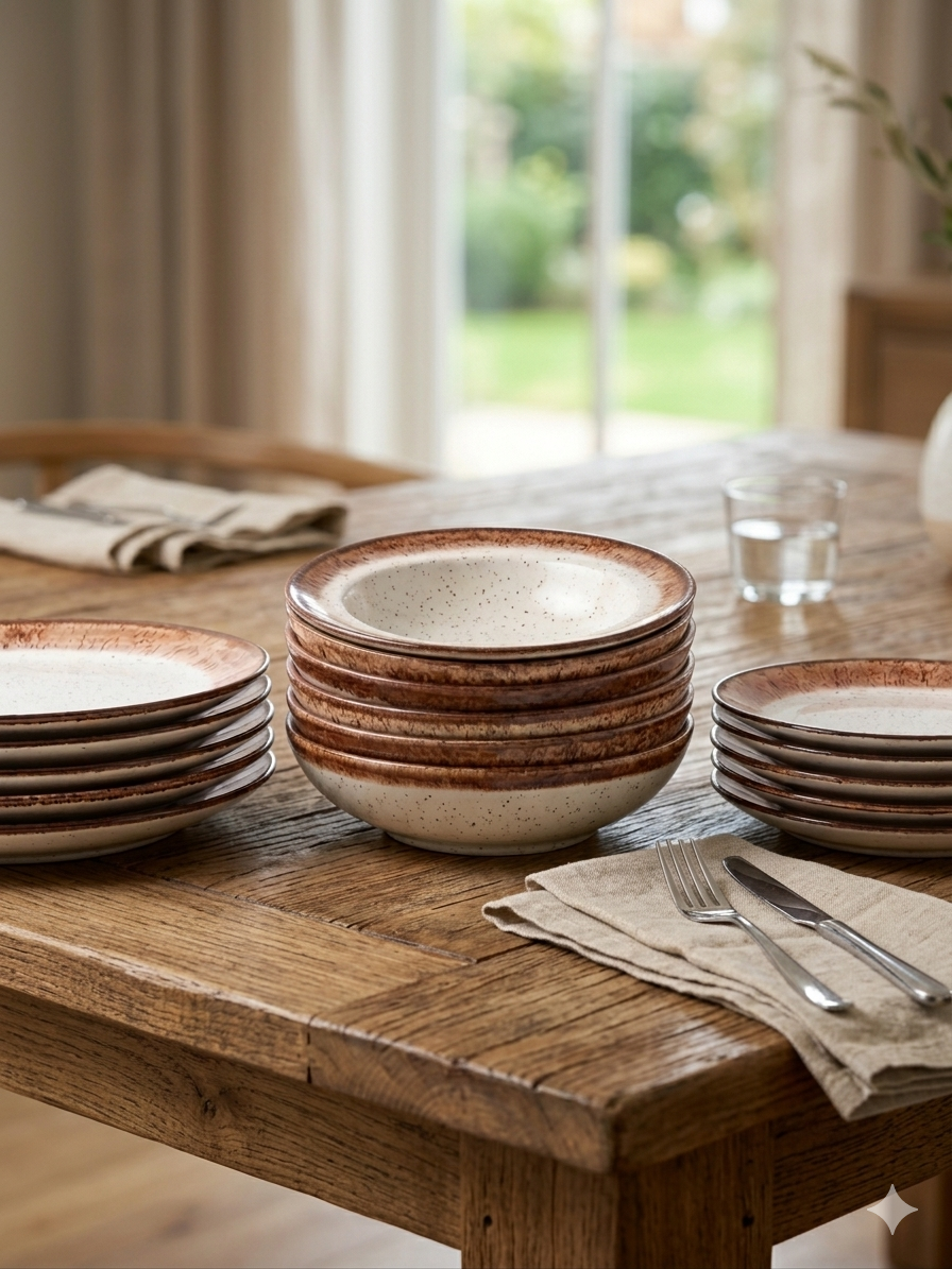 Set 18 Piatti in Ceramica Artigianale – Stile Rustico Moderno