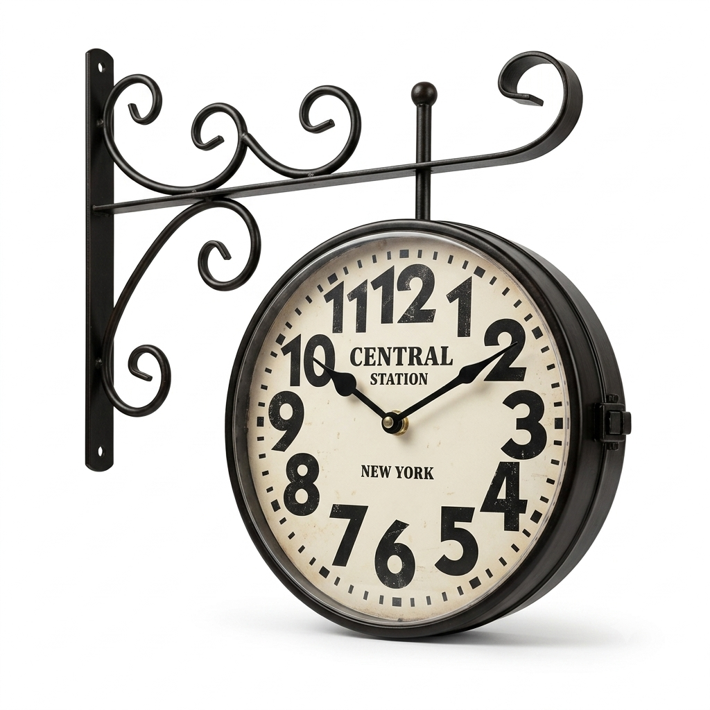 Orologio da Parete Bifacciale Stile Vintage "Central Station New York"