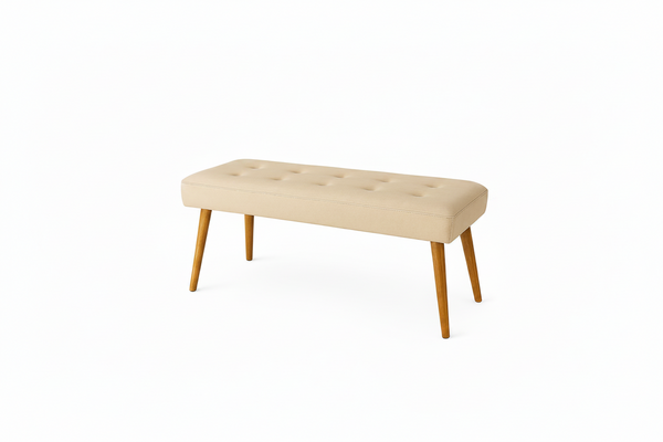 Panca in velluto con gambe in legno