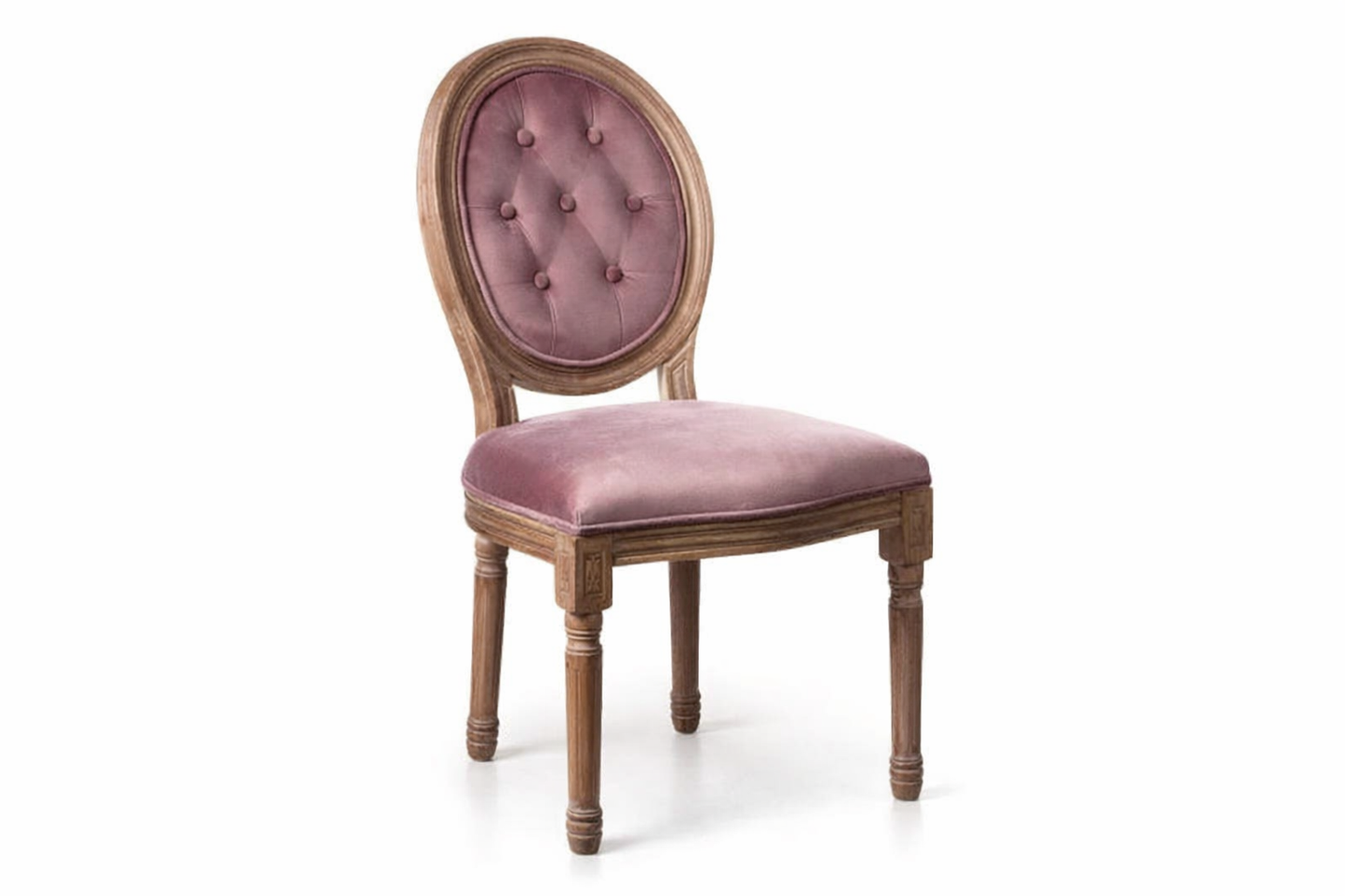 Sedia in legno e velluto rosa