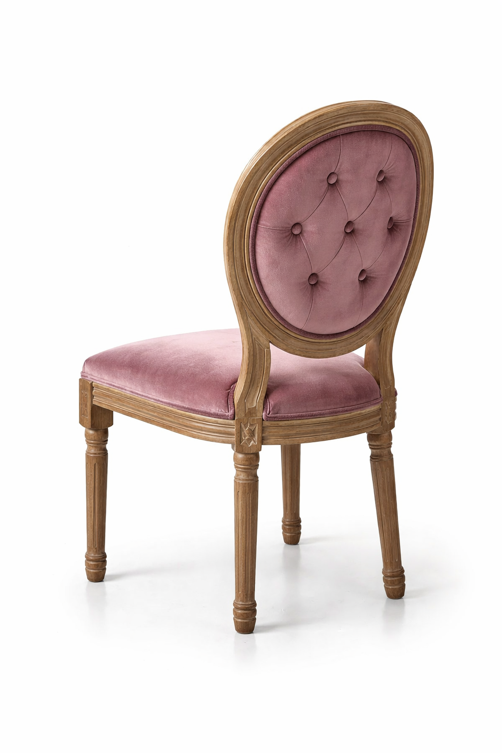 Sedia in legno e velluto rosa