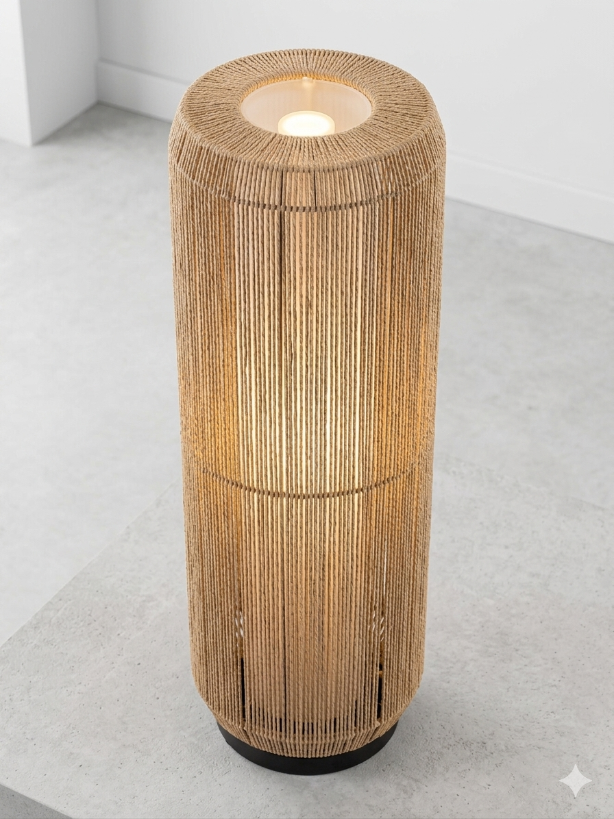 Lampada in carta con struttura in metallo