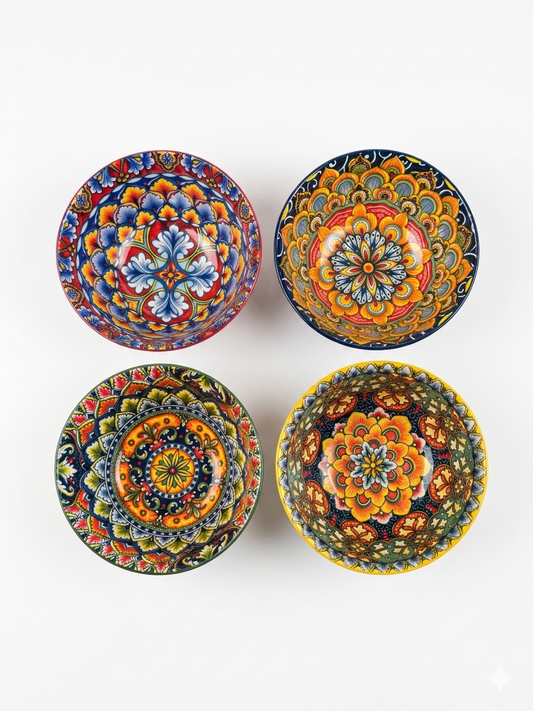 Set 8 Ciotole in Ceramica Decorata – Colori e Tradizione a Tavola