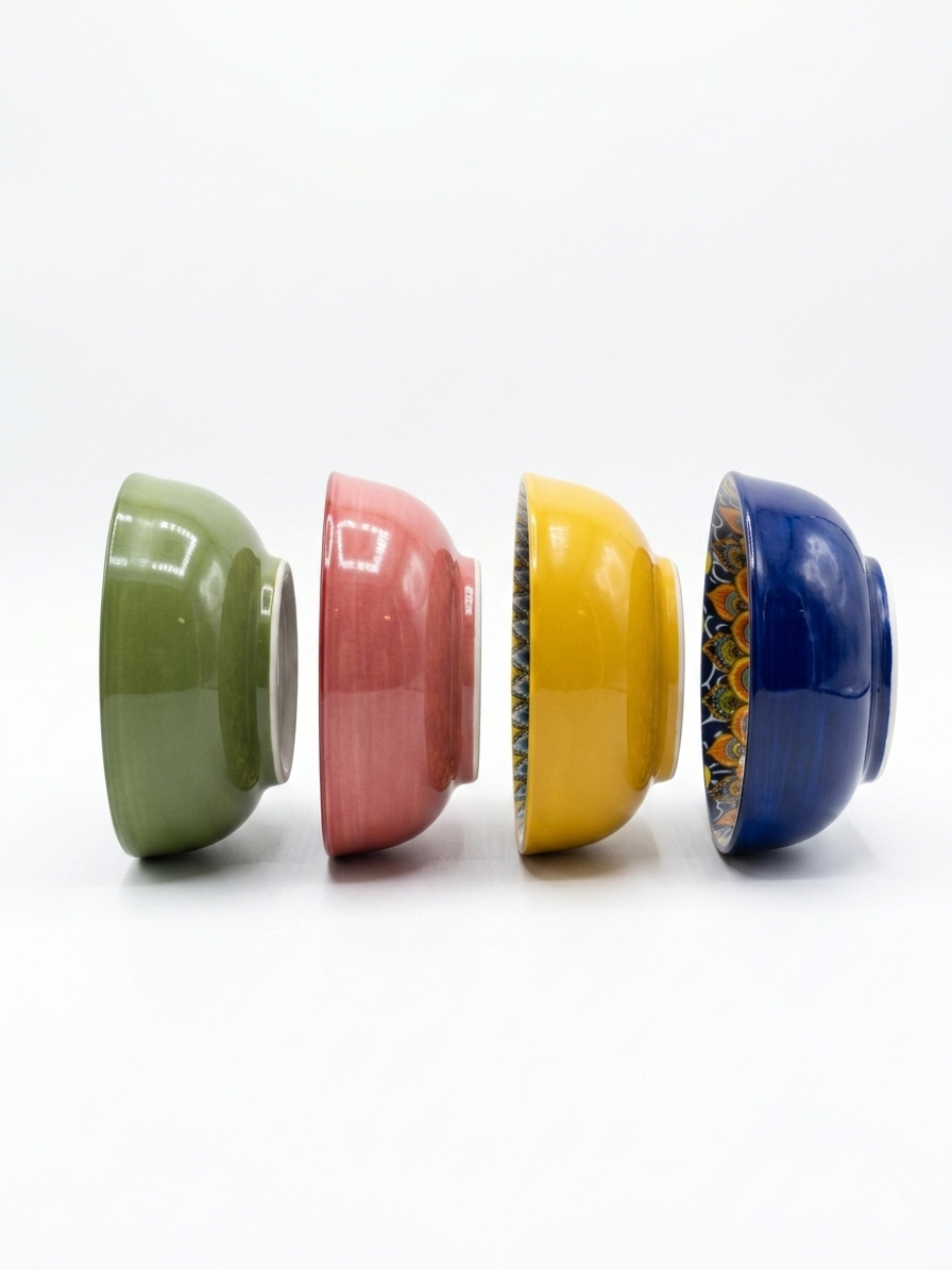 Set 8 Ciotole in Ceramica Decorata – Colori e Tradizione a Tavola