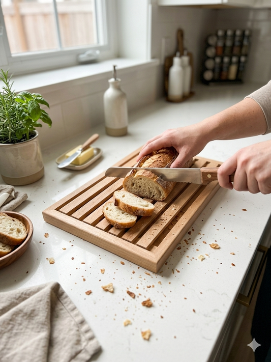 Tagliapane in Legno Naturale con Raccoglibriciole