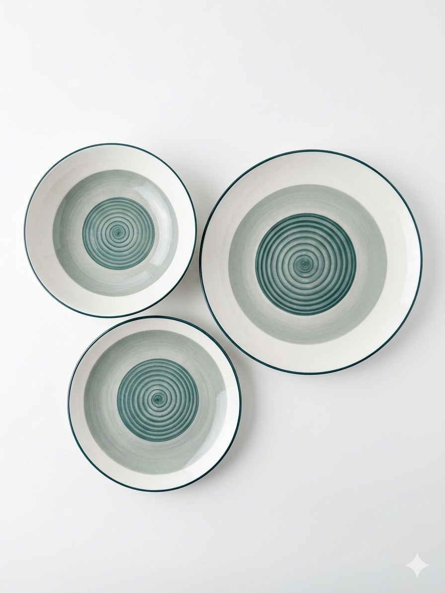 Servizio Piatti Moderno 18 Pezzi – Design Spirale "Ocean Breeze"