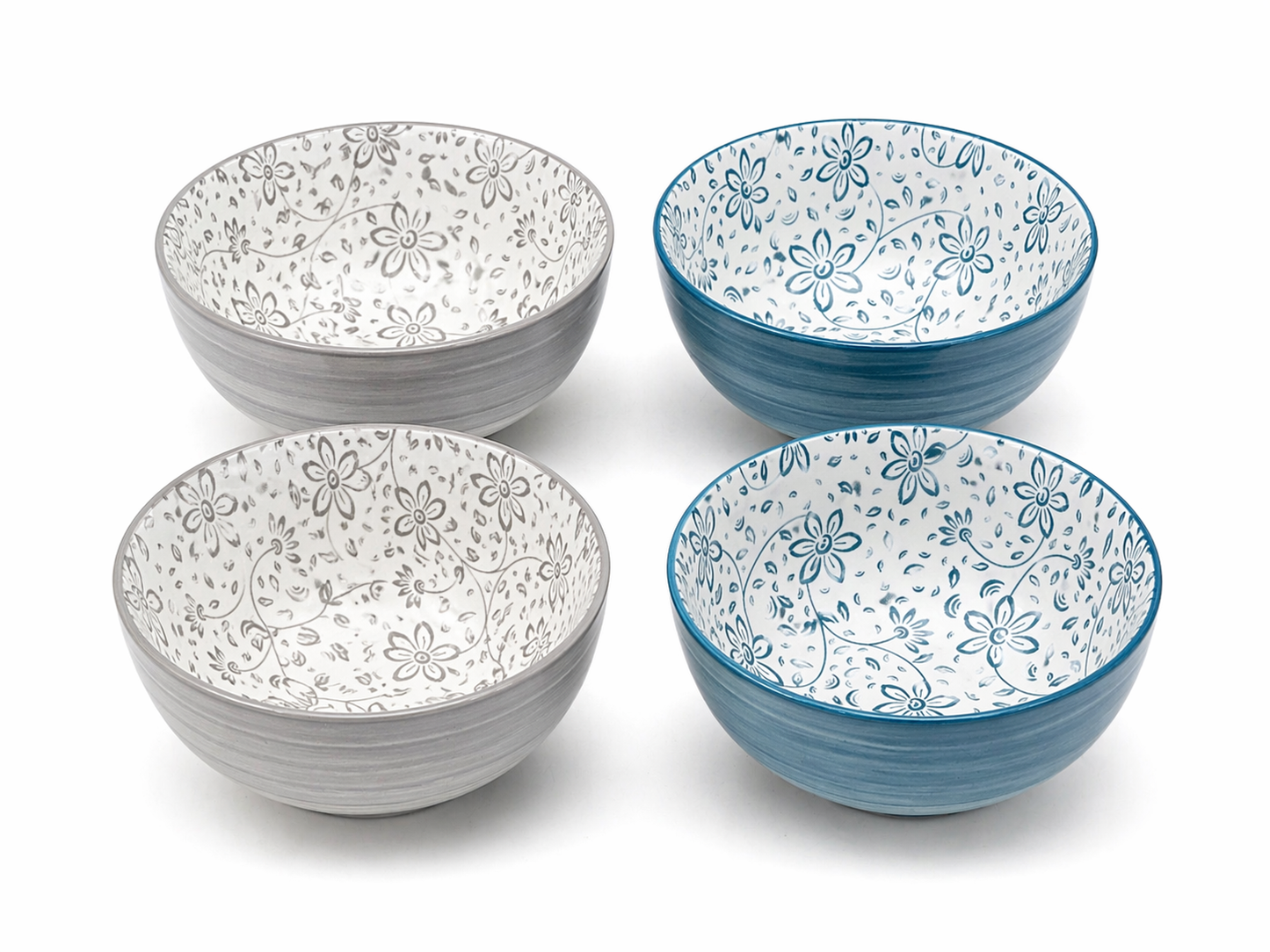 Set 4 Ciotole in Ceramica Floreale – Eleganza per Ogni Momento