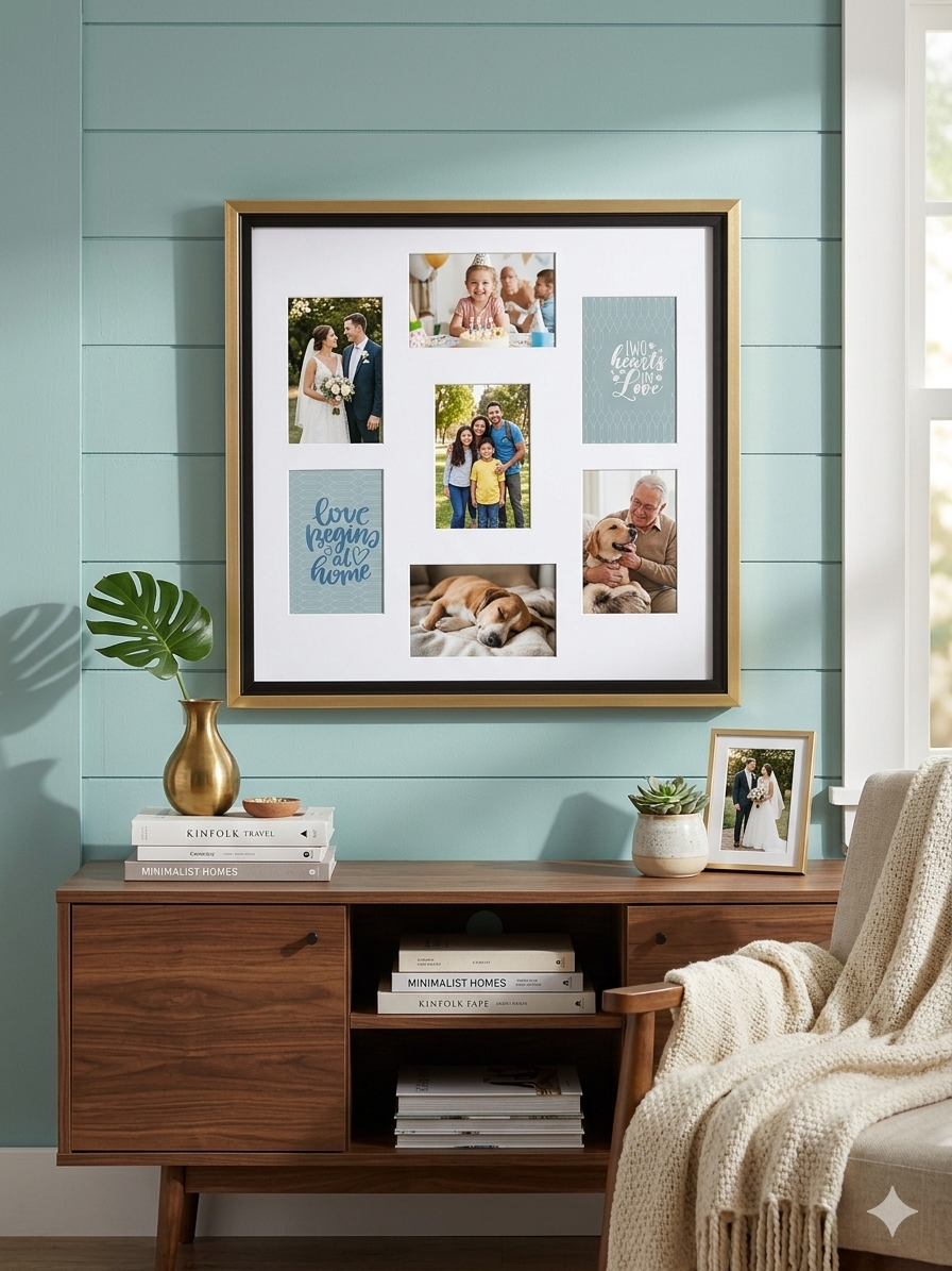 Cornice Multifoto "Blair" – Eleganza Oro e Nero per i Tuoi Ricordi