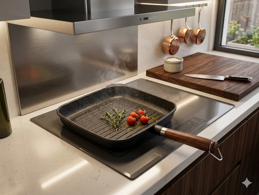Bistecchiera "Granit" in Alluminio Pressofuso – Effetto Pietra con Manico in Legno smontabile