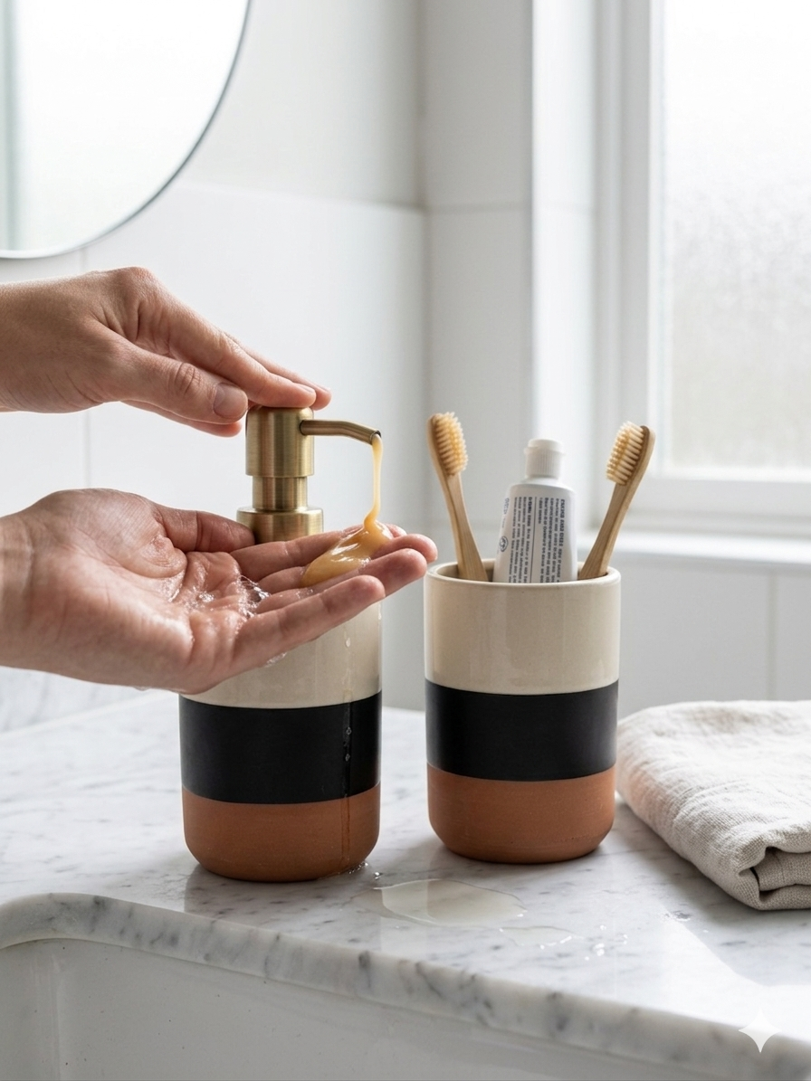 Set Accessori Bagno "Earth & Night" in Ceramica