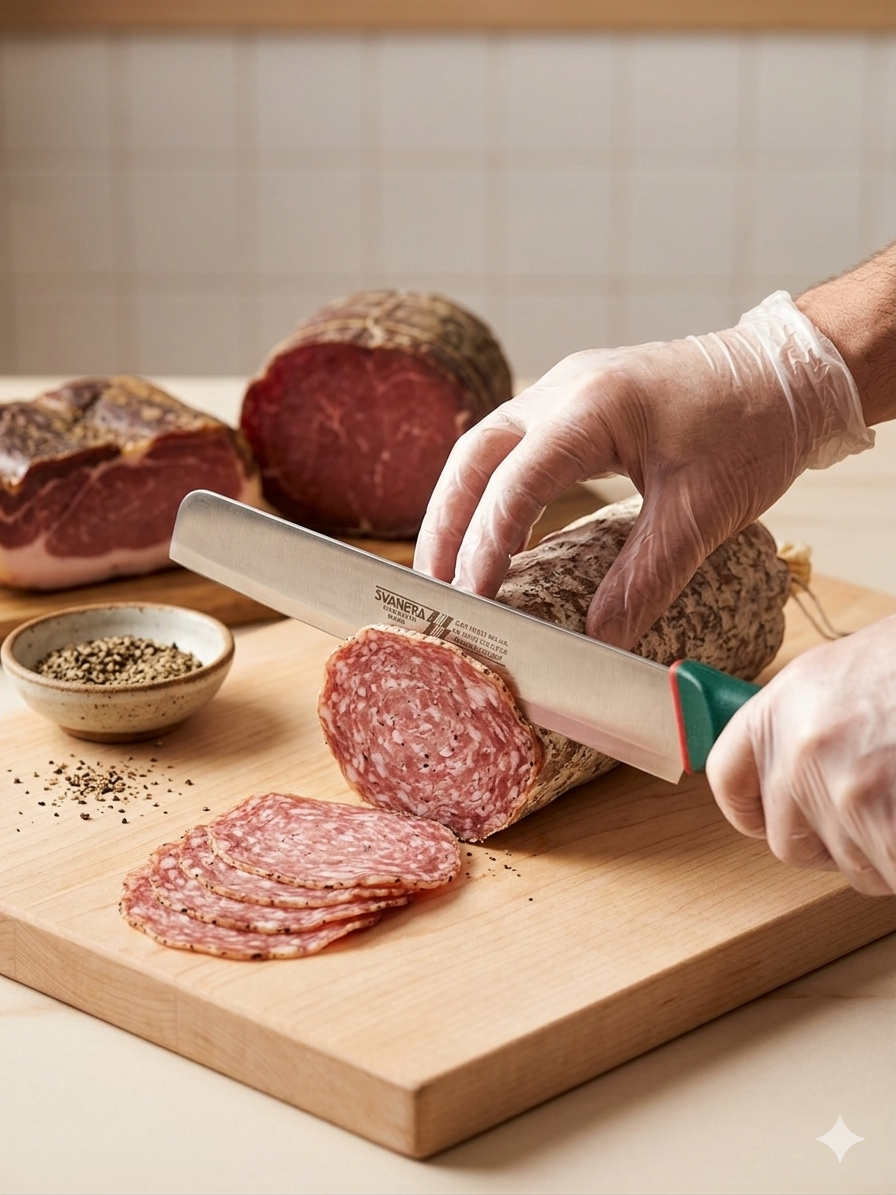 Coltello Professional per Salumi Svanera - Lama in Acciaio Inox 24cm - Made in Italy