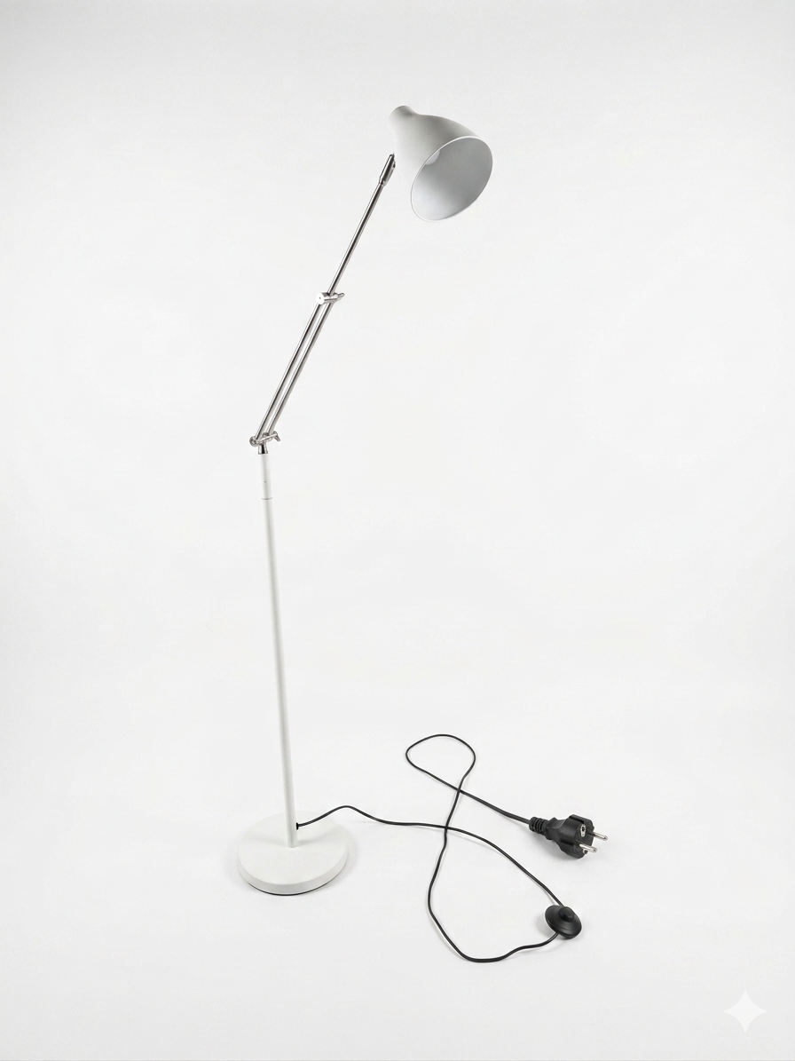 Lampada da Terra Design "Step" – Piantana Regolabile in Metallo Bianco