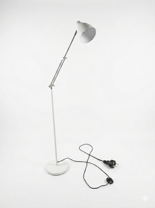 Lampada da Terra Design "Step" – Piantana Regolabile in Metallo Bianco