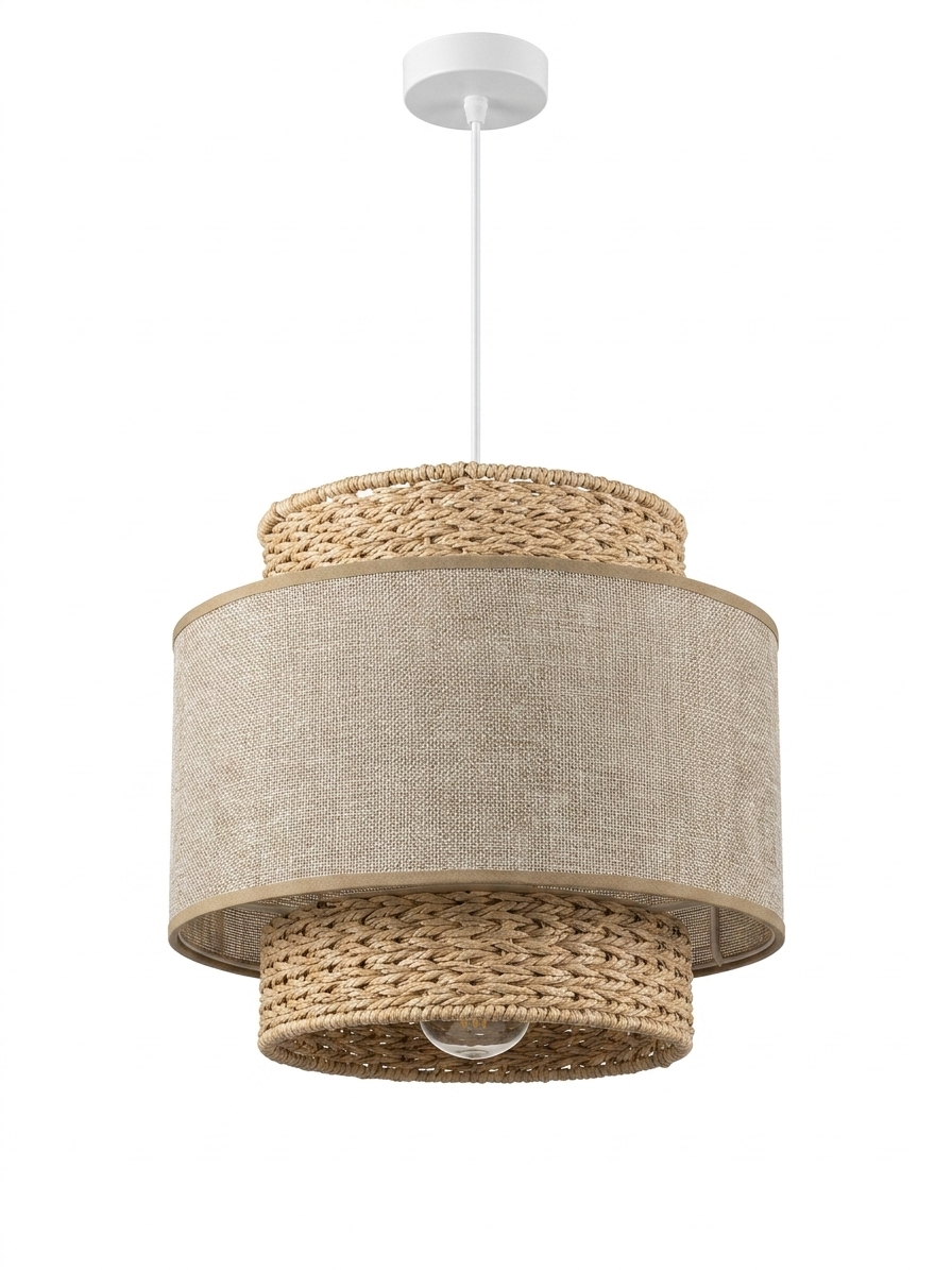 Lampada a Sospensione Bonnie – Design Boho-Chic in Carta Intrecciata e Lino